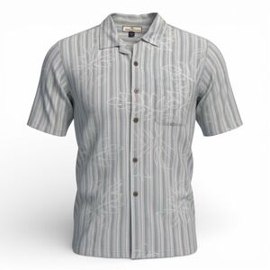 Tommy Bahama Men's M Silk Short Sleeve Button Front Camp Shirt Texture Floral